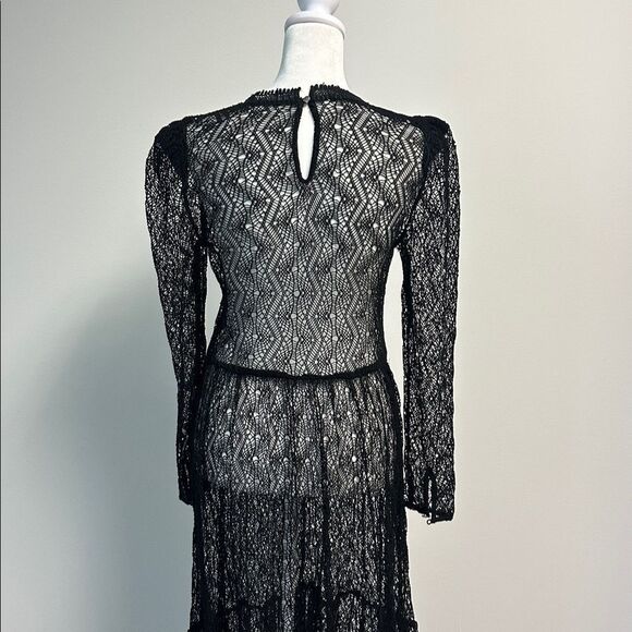 Rare Sabina Musayev Black Lace Maxi Dress Sheer, Long Sleeve, Boho Formal (S/M) - Picture 3 of 14